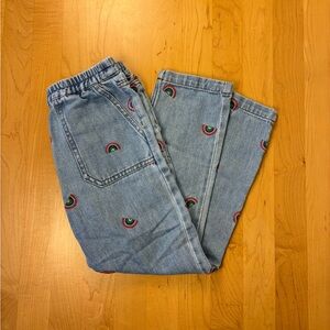Mini Boden Denim Jeans with Rainbow Embroidery